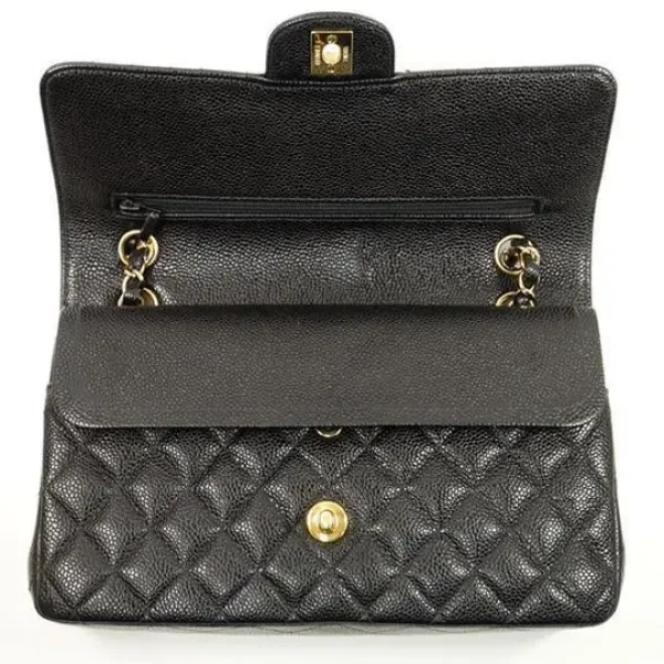 【2026】【CHANEL】シャネル マトラッセ25Wフラップチェーンショルダーバッグ A01112 キャビアスキン 24 cm × 16 cm × 7 cm