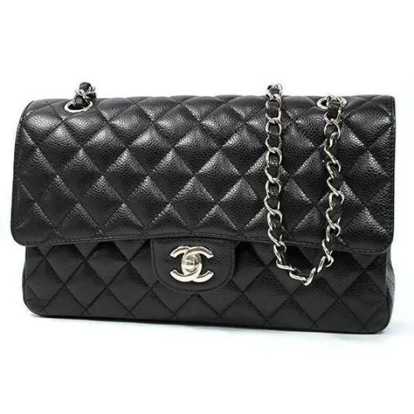 【2026】【CHANEL】シャネル マトラッセ25Wフラップチェーンショルダーバッグ A01112 キャビアスキン 24 cm × 16 cm × 7 cm