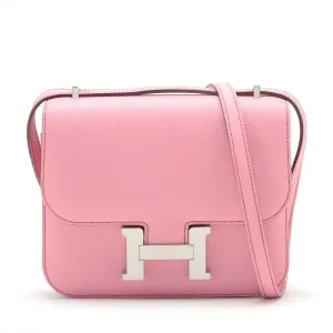 【2026】【HERMES  公式旗艦店】斜めがけバッグエルメス コンスタンス3 ミニ18 ヴォーエプソン ピンク シルバー金具 18.5*15*5.5cm