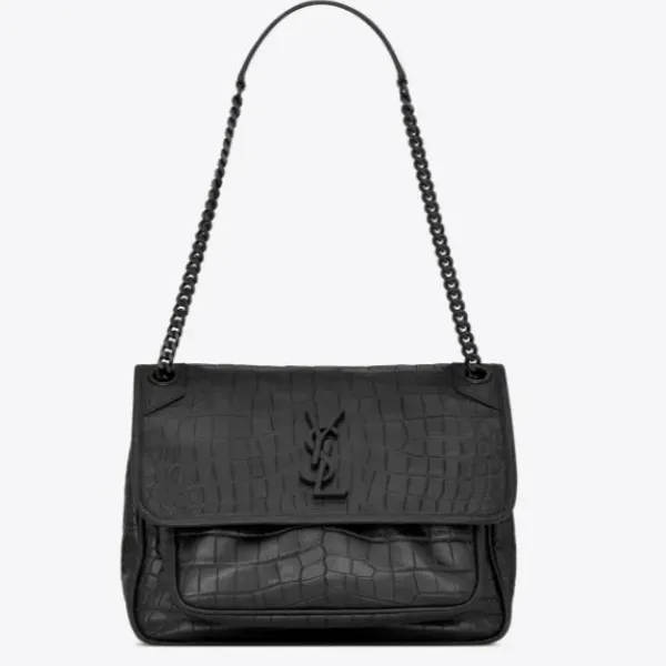 【2026】SAINT LAURENT YSL NIKIミディアムソフトクロコダイルエンボスレザーハンドバッグ