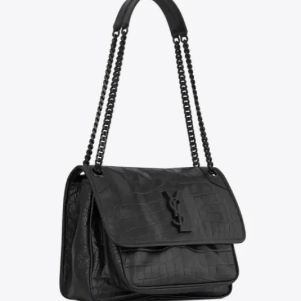 【2026】SAINT LAURENT YSL NIKIミディアムソフトクロコダイルエンボスレザーハンドバッグ