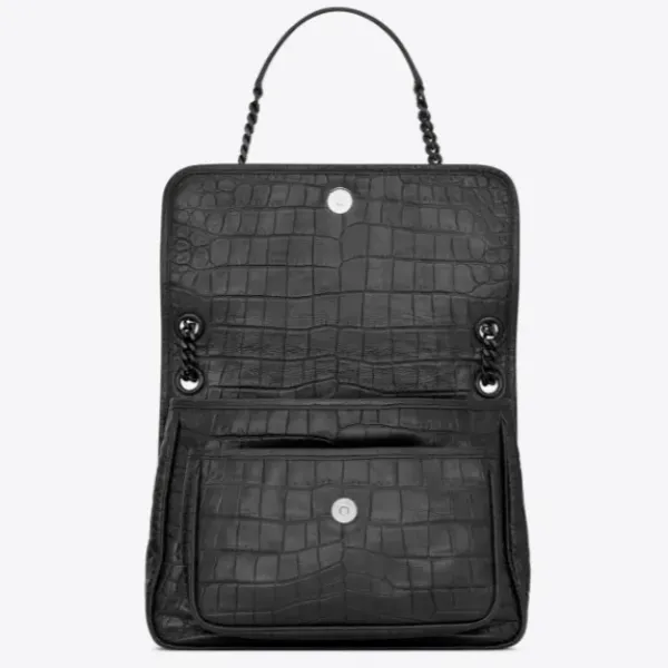 【2026】SAINT LAURENT YSL NIKIミディアムソフトクロコダイルエンボスレザーハンドバッグ