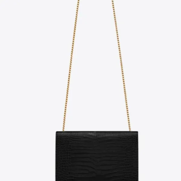 【2026】SAINT LAURENT YSL タッセル付きKATEミディアム、光沢のあるクロコダイルエンボスレザーバッグ