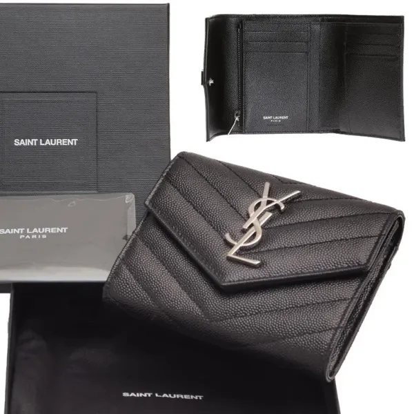 【2026】YSL 【SAINT LAURENT】モノグラム マルチフォールドウォレット（グレインドプードル／エンボスレザー）10 X 9 X 3 CM