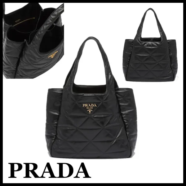 【2026】★PRADA直営店★トップステッチ ラージ レザー トートバッグ