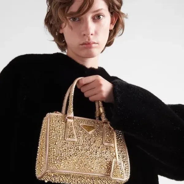 【2026】★PRADA直営店★ガレリア クリスタル サテン ミニバッグ