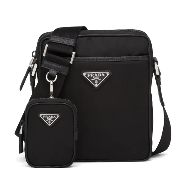 【2026】PRADA ☆ナイロンxサフィアーノレザー クロスボディバッグ 20*16*5cm