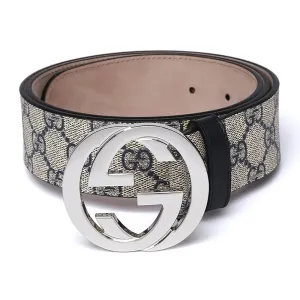 【2026】GUCCI ベルト メンズ GGスプリームキャンバス インターロッキングG バックル ベージュ×ブラウン