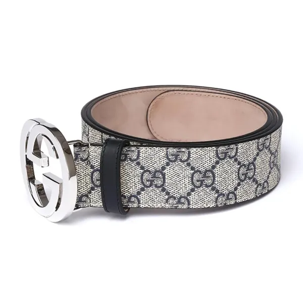 【2026】GUCCI ベルト メンズ GGスプリームキャンバス インターロッキングG バックル ベージュ×ブラウン