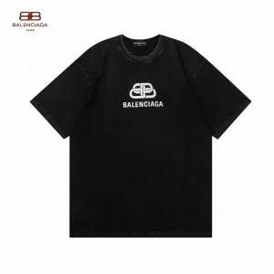 【2026】BALENCIAGA バレンシアガの新型のバックルのプリントロゴのプリントの半袖 Tシャツ