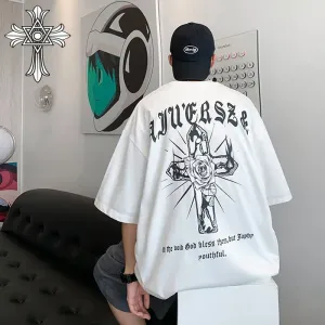 【2026】chrome hearts/クロムハーツサンスクリットカジュアル半袖 ゆったり男女カップルTシャツです