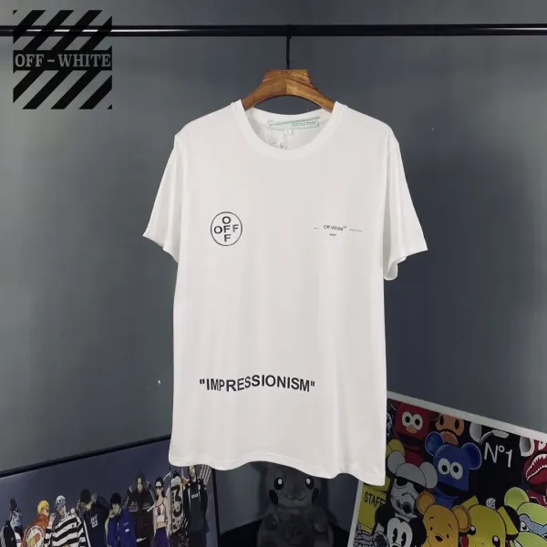 【2026】Off-White(オフホワイト)  　半袖シャツ　Tシャツ   プリント　100％純綿生地　快適　通気性が良い　シンプルの風格　かっこいい　白　男女兼用