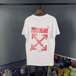 【2026】Off-White(オフホワイト)  　半袖シャツ　Tシャツ   プリント　100％純綿生地　快適　通気性が良い　シンプルの風格　かっこいい　白　男女兼用