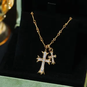 【2026】【Chrome Hearts】ネックレス、ダブルクロスネックレス高いファッションセンス