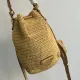PRADA プラダ◆ラフィア×レザー ミニバケットバッグ ストラップ付 15*19*10CM  240920