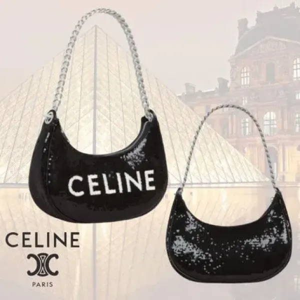 新作国内入手困難★【CELINE】セリーヌ スパンコール ショルダーバッグ 23*14*7cm