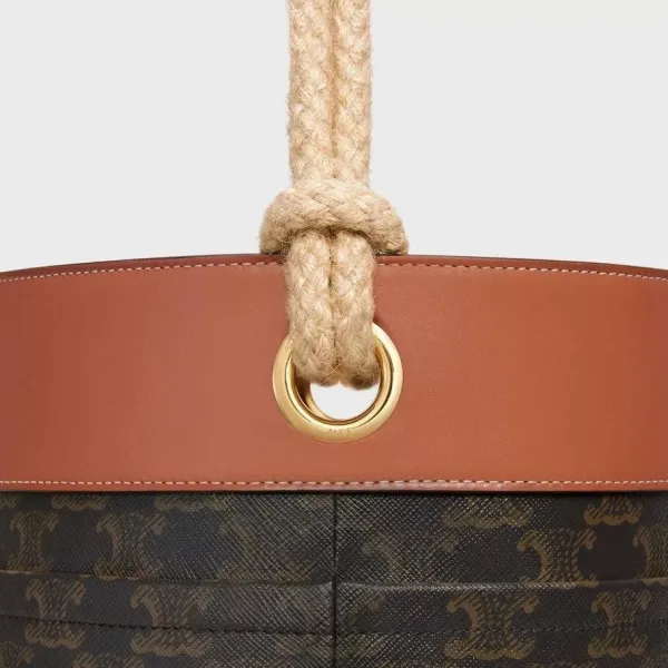 【CELINE】セリーヌロゴプリント デニム バケットバッグ ブラック 19×23×19cm