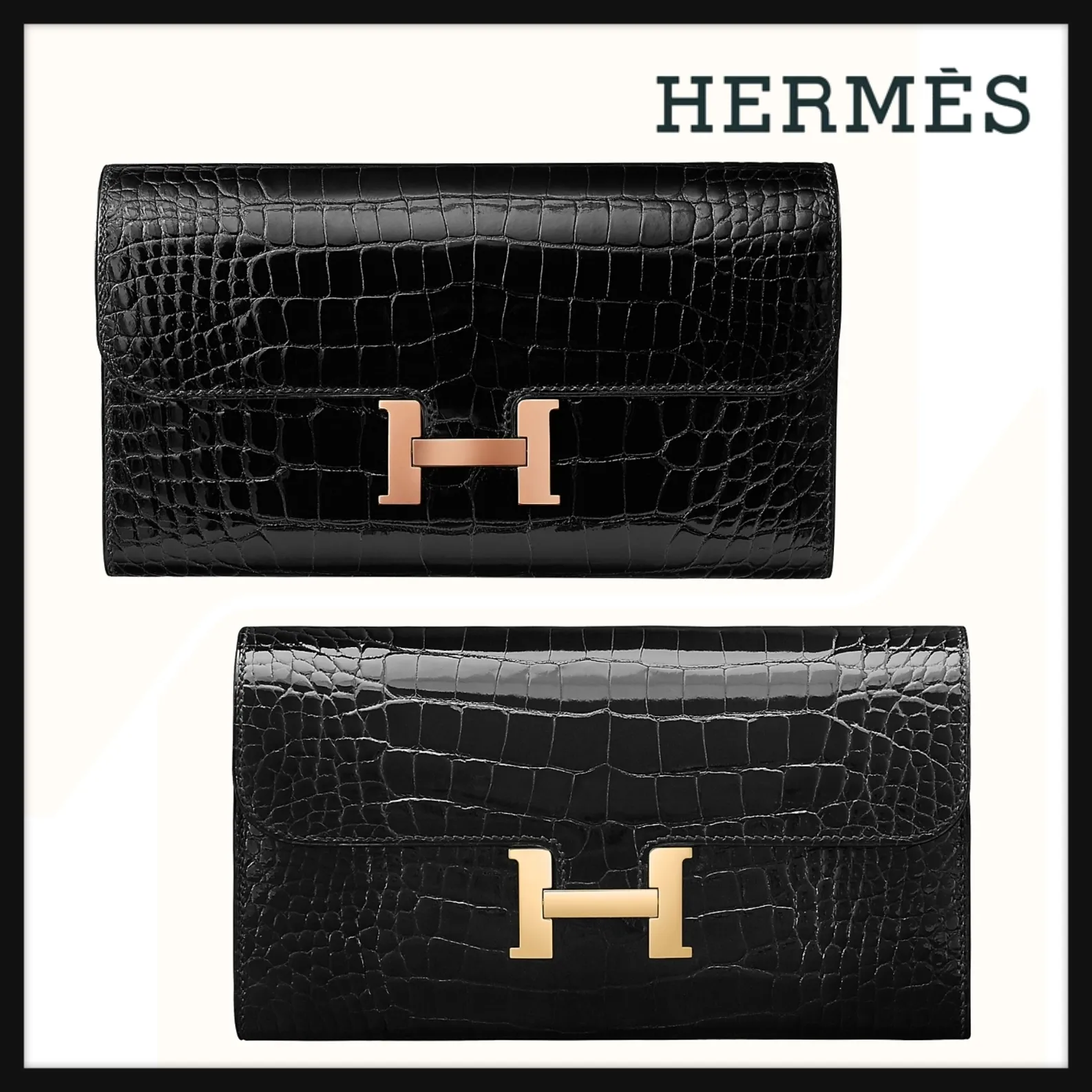 【2026】【HERMES】Constance long wallet アリゲーター ノワー