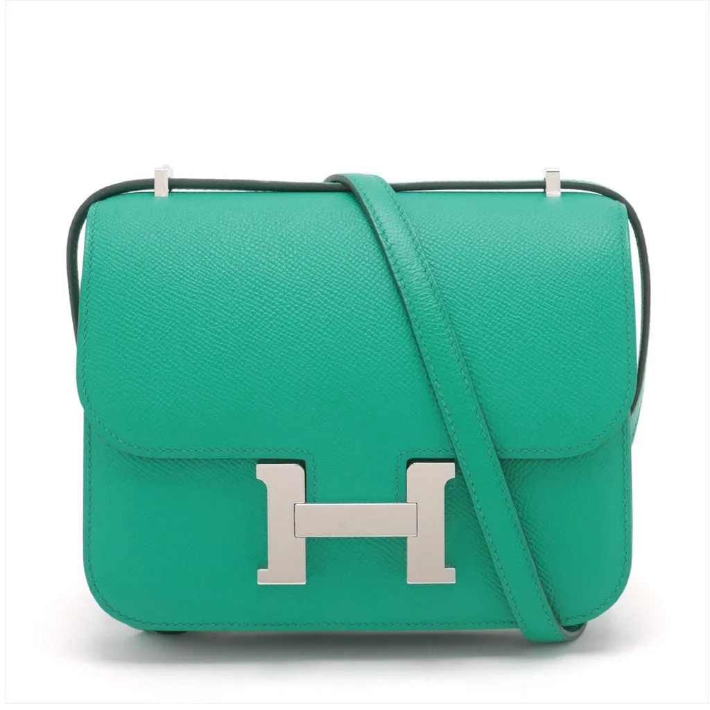 【2026】【HERMES  公式旗艦店】斜めがけバッグエルメス コンスタンス3 ミニ18 ヴォーエプソン ヴェールジェイド シルバー金具