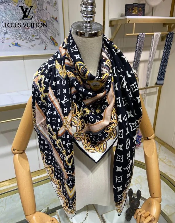 【2026】【LV Louis Vuitton ルイ·ヴィトン】オートクチュール ファッション トランジショナル カラー ロング ビアード スカーフ140*140CM