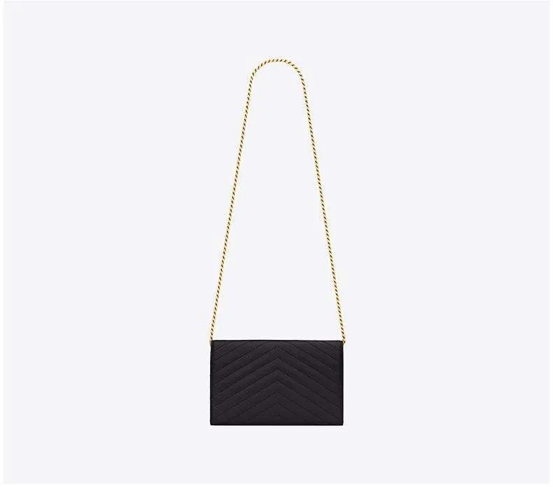 【2026】SAINT LAURENT YSL サンローランレディースミニレターロゴグレインテクスチャーエンボスレザーチェーンウォレット