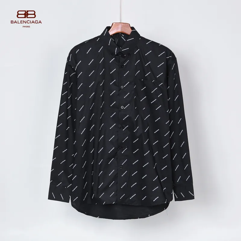 【2026】Balenciaga 春　長袖　シャツ　白　黒　ロゴ　アルファベットのプリント