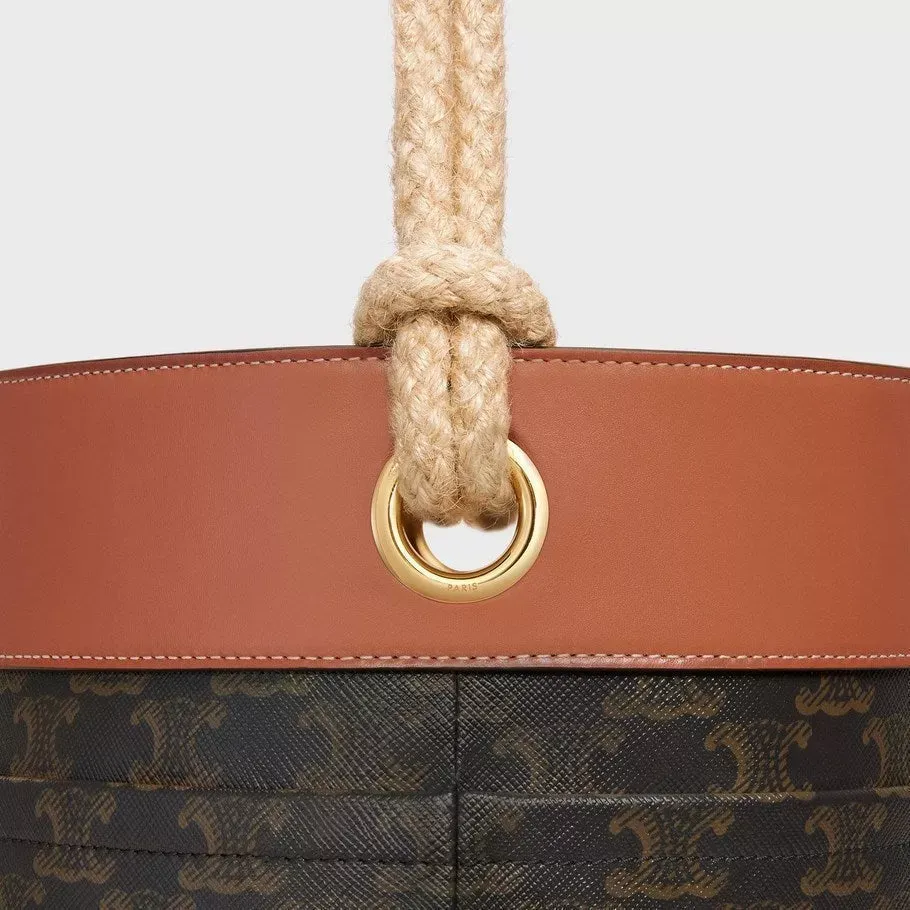 【CELINE】セリーヌロゴプリント デニム バケットバッグ ブラック 19×23×19cm
