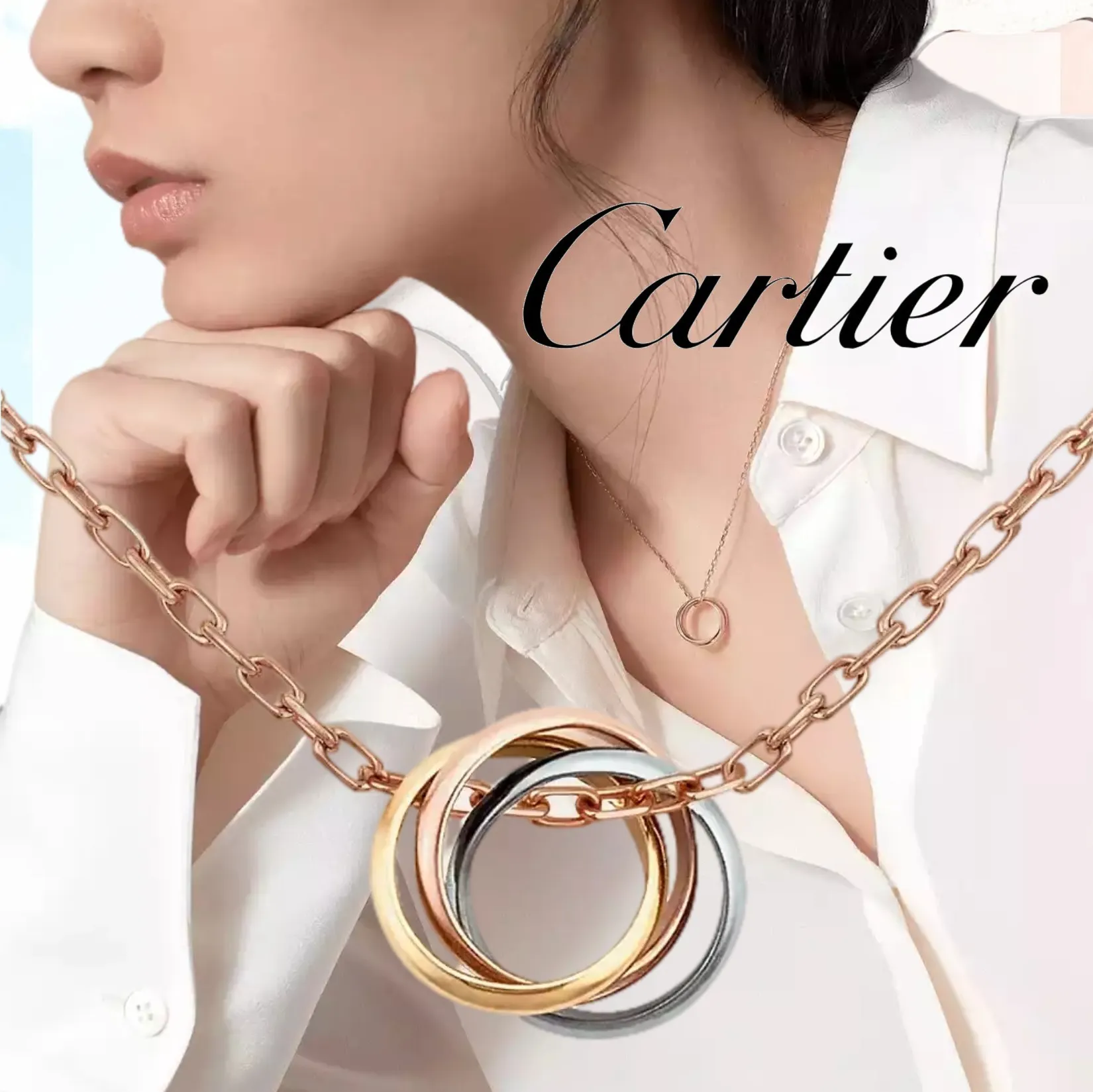 大人気！【カルティエ】ギフトに◎ トリニティ ネックレス 18K