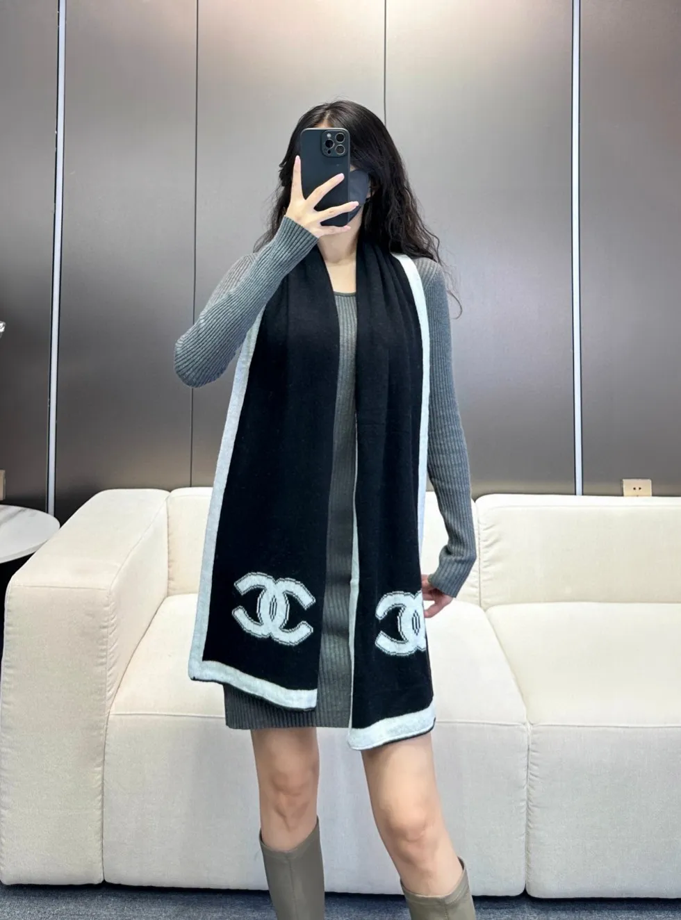 【CHANEL  シャネル 】スカーフ30*180CM  241209