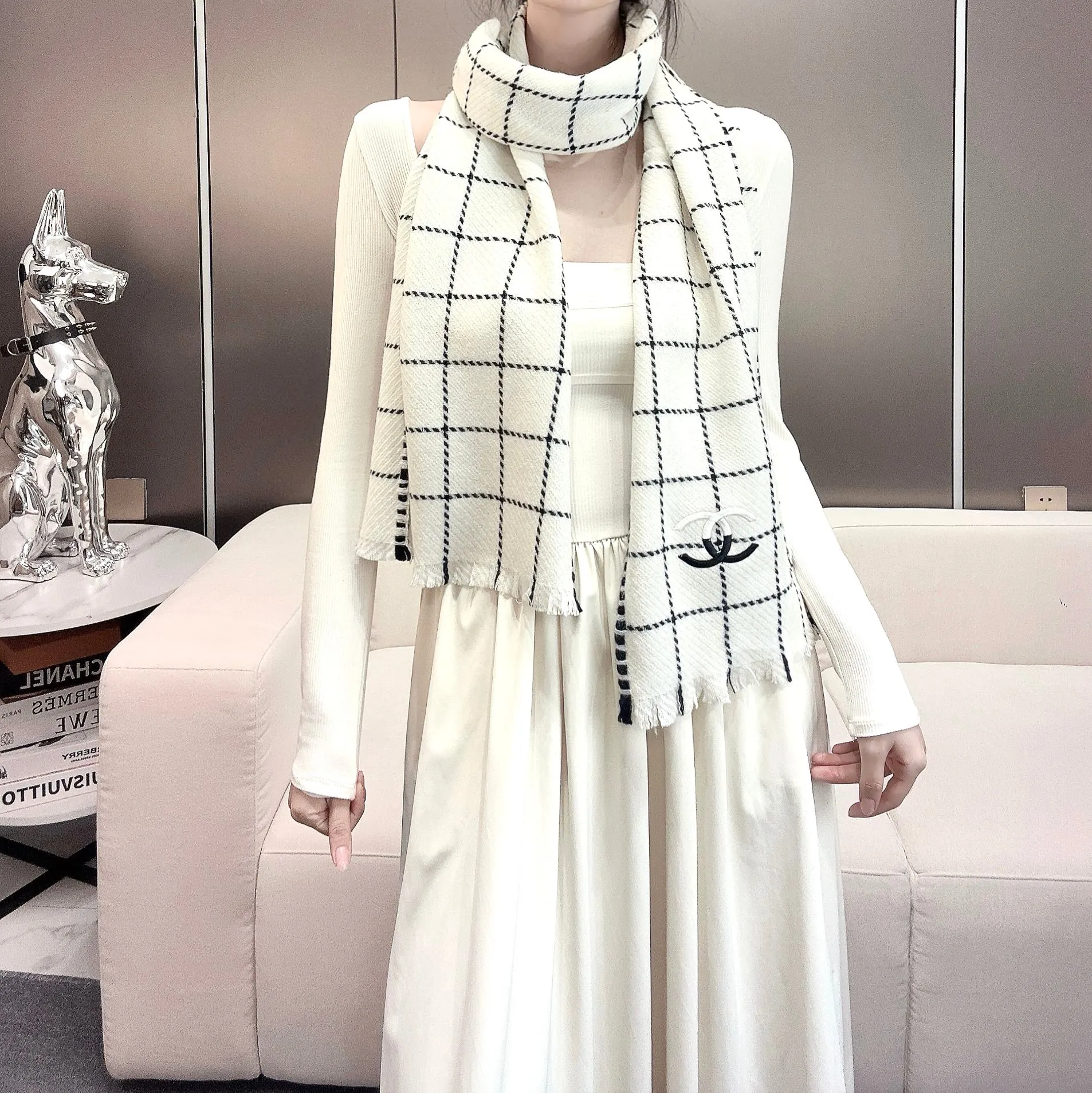 【CHANEL  シャネル 】スカーフ38*185CM 241107