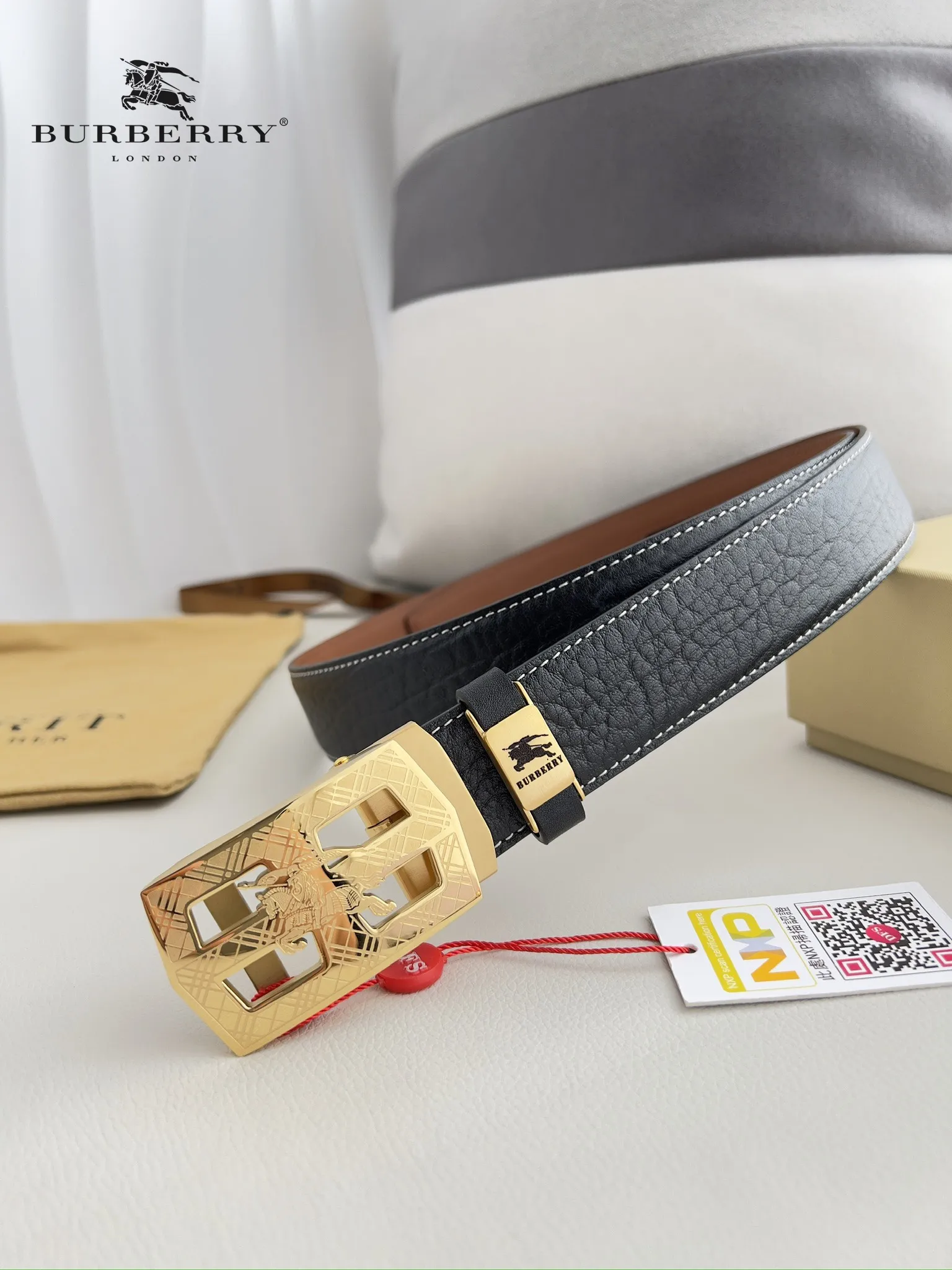 【BURBERRY】(バーバリー) 3.5cmベルト メンズ