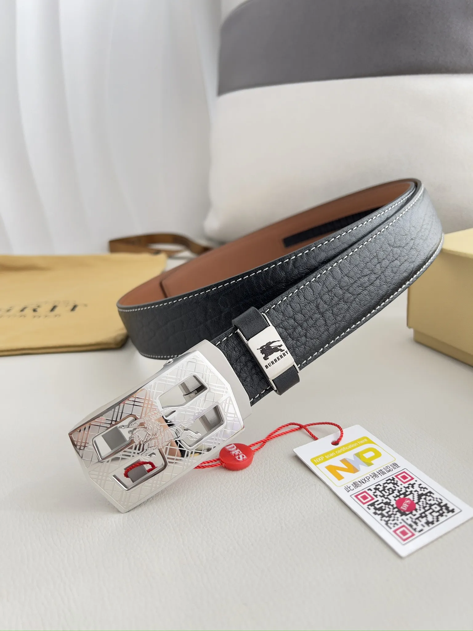 【BURBERRY】(バーバリー) 3.5cmベルト メンズ