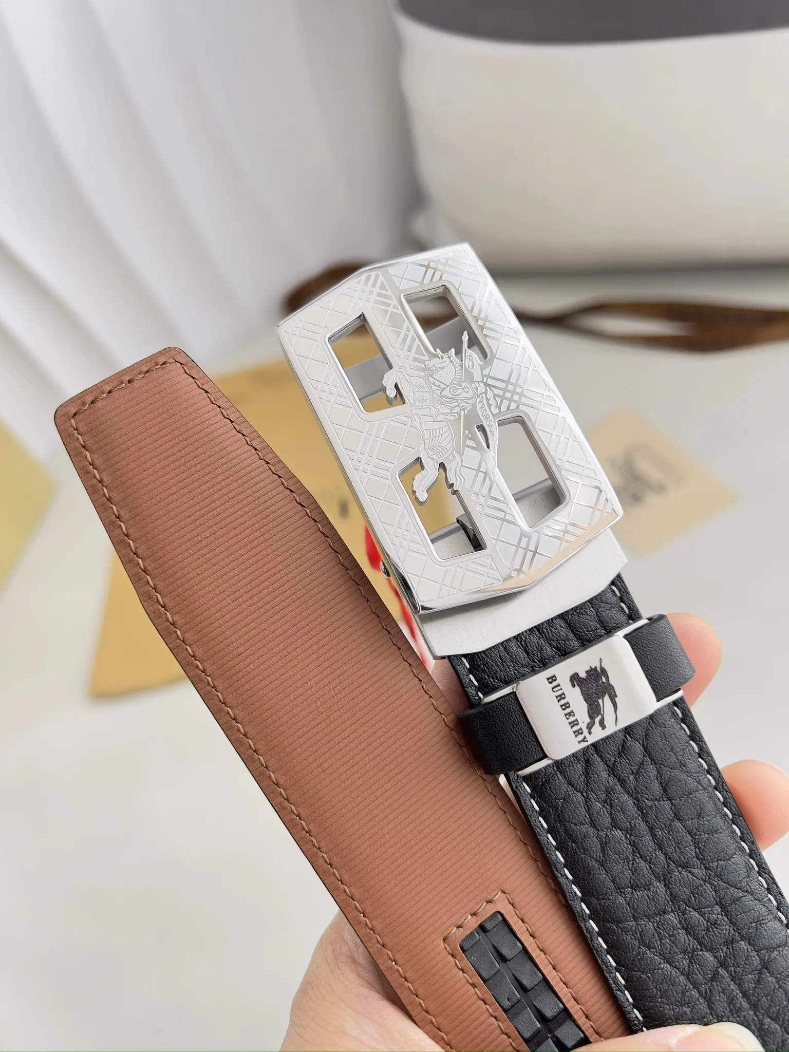 【BURBERRY】(バーバリー) 3.5cmベルト メンズ