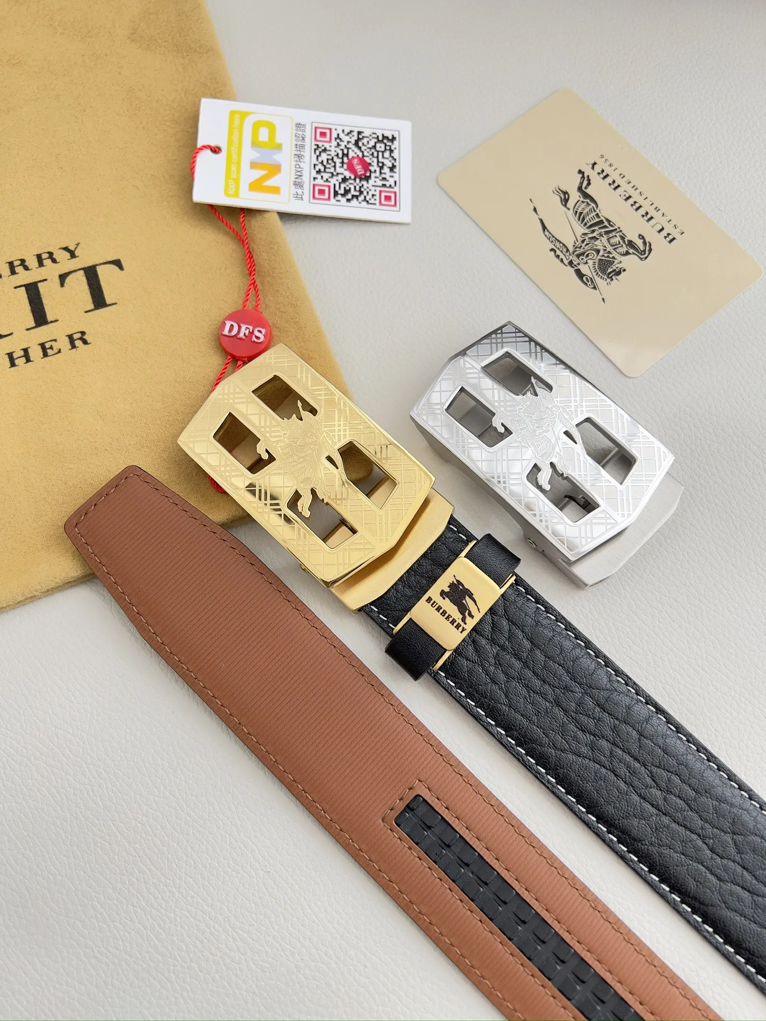 【BURBERRY】(バーバリー) 3.5cmベルト メンズ