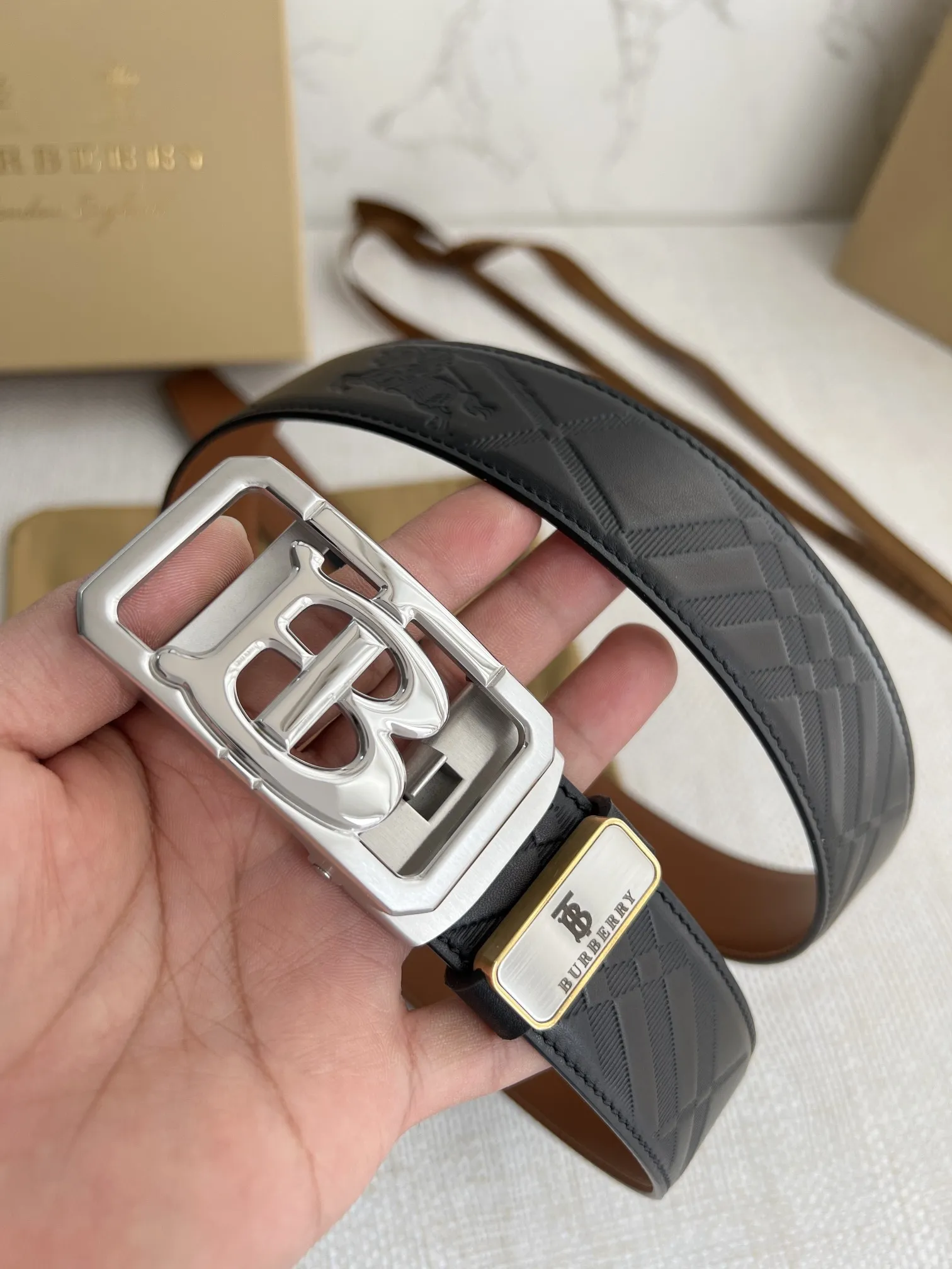【BURBERRY 】(バーバリー) 3.5cmベルト メンズ