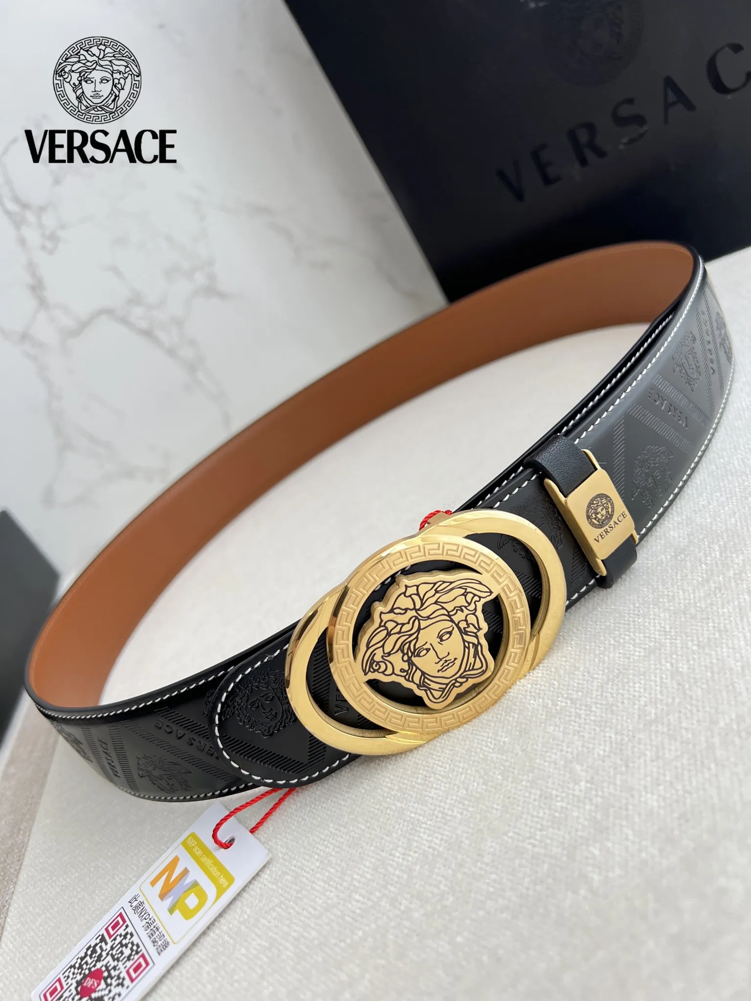 【VERSACE】(ヴェルサーチ) 3.8cmベルト メンズ