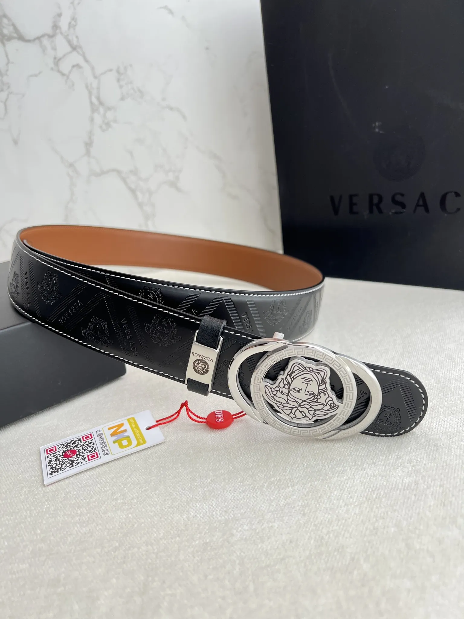 【VERSACE】(ヴェルサーチ) 3.8cmベルト メンズ