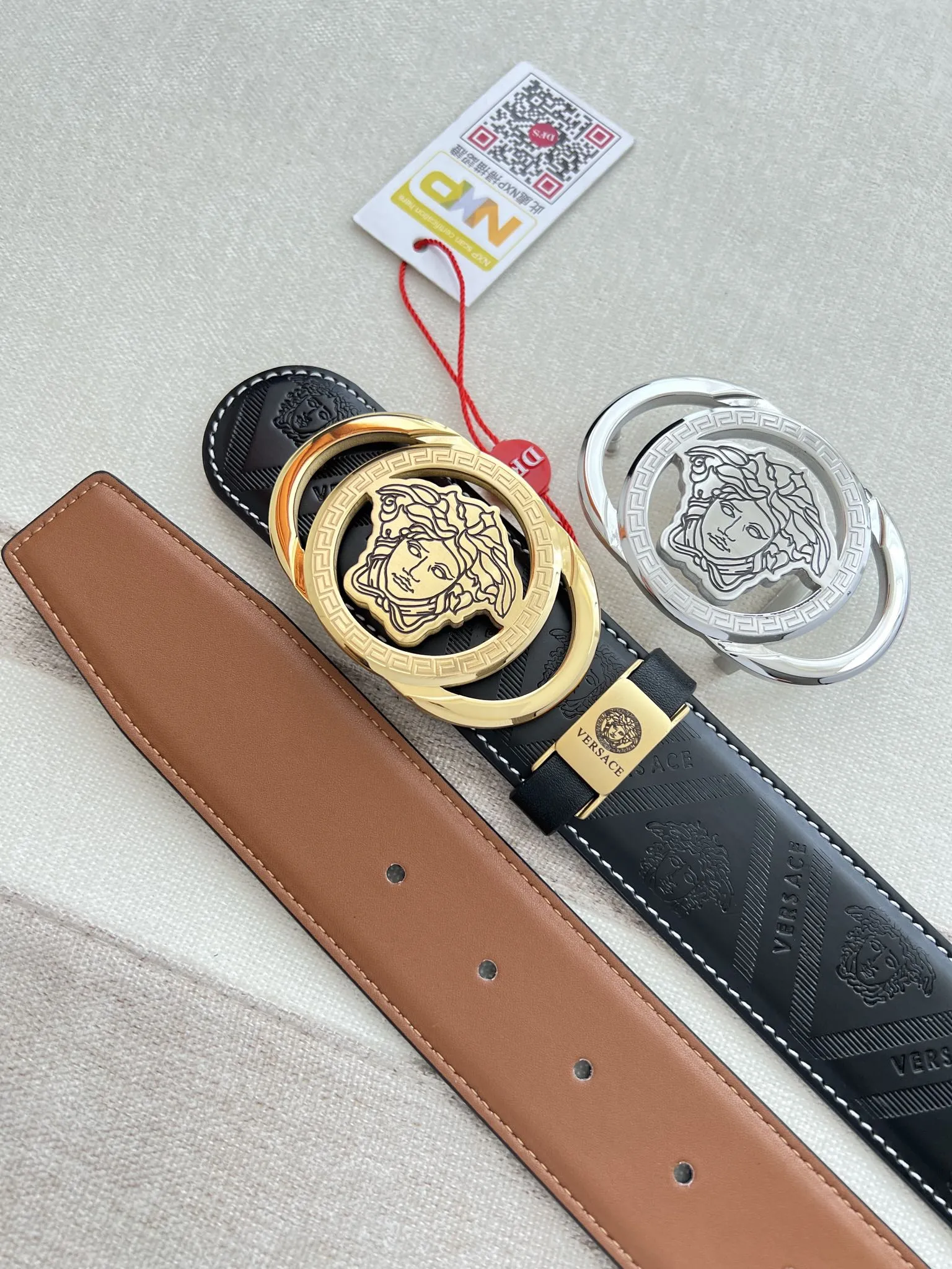 【VERSACE】(ヴェルサーチ) 3.8cmベルト メンズ