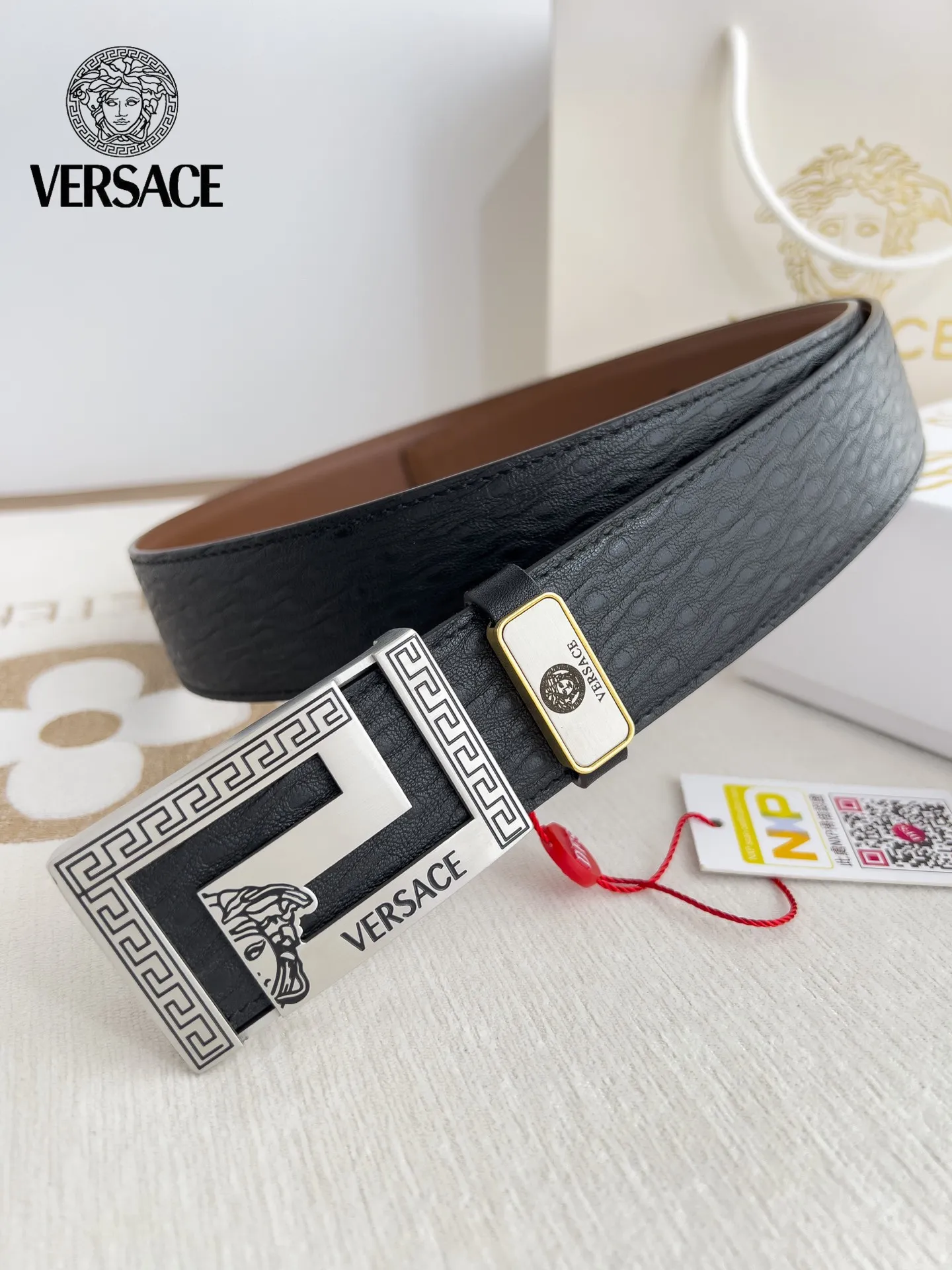 【VERSACE】(ヴェルサーチ) 3.8cmベルト メンズ