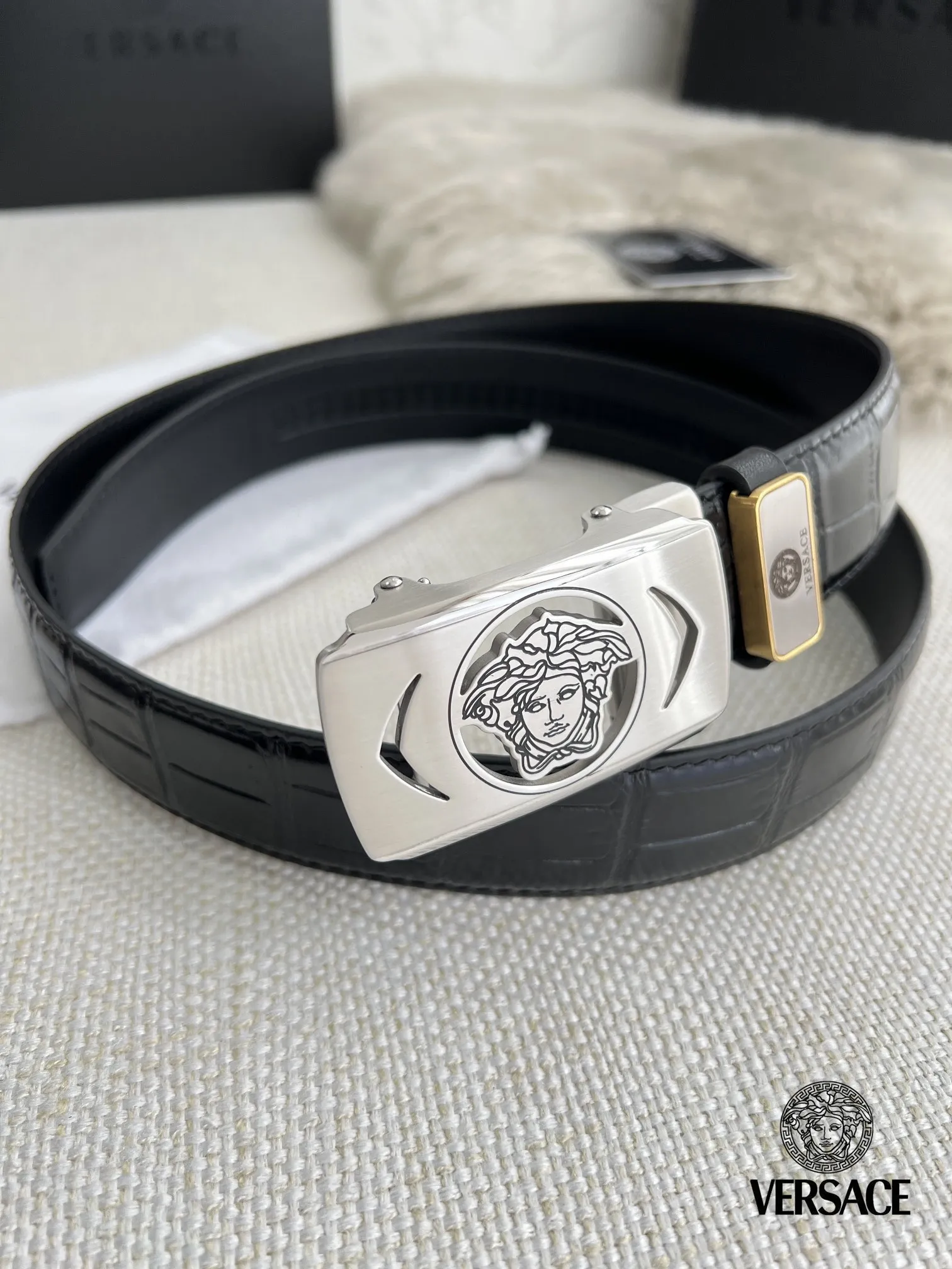 【VERSACE】(ヴェルサーチ) 3.5cmベルト メンズ