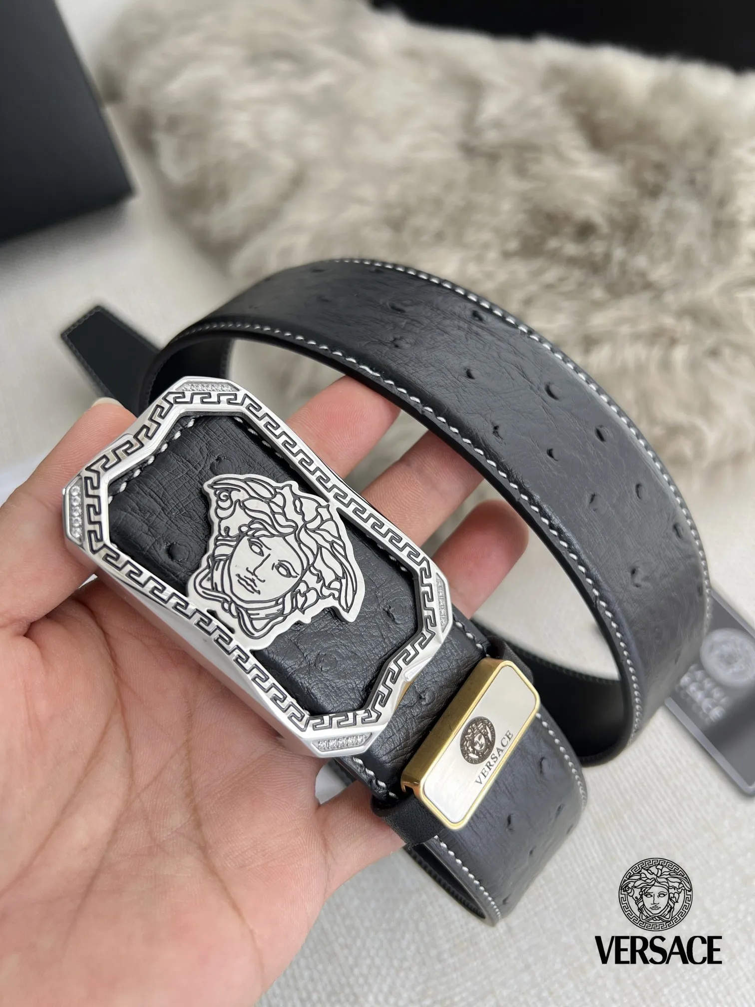 【VERSACE】(ヴェルサーチ) 3.8cmベルト メンズ