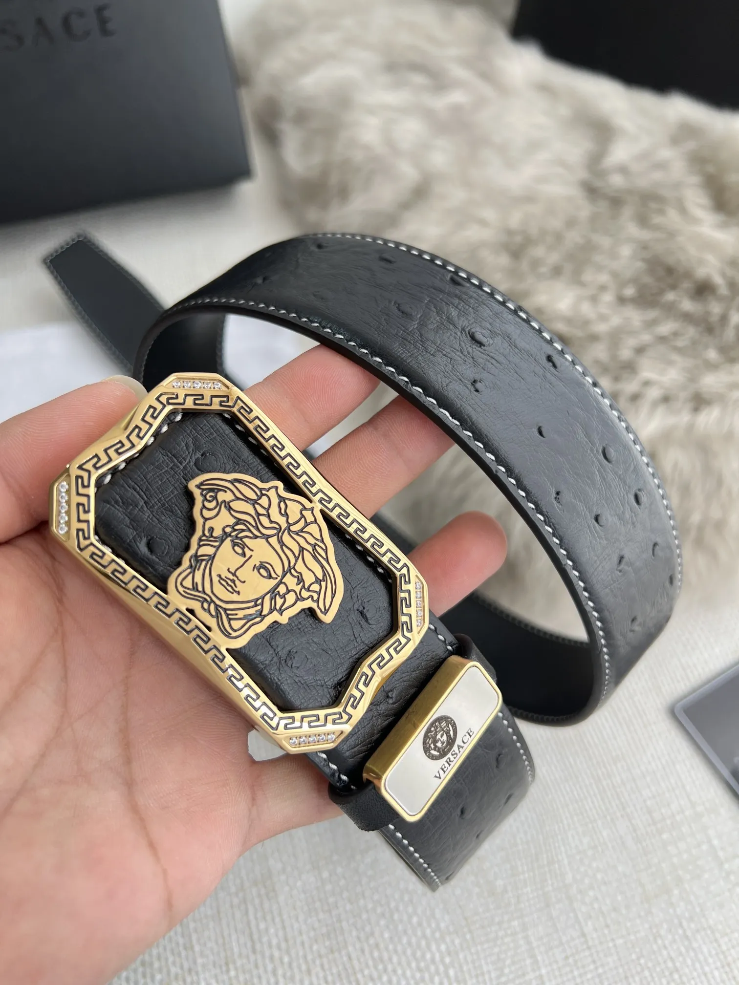 【VERSACE】(ヴェルサーチ) 3.8cmベルト メンズ