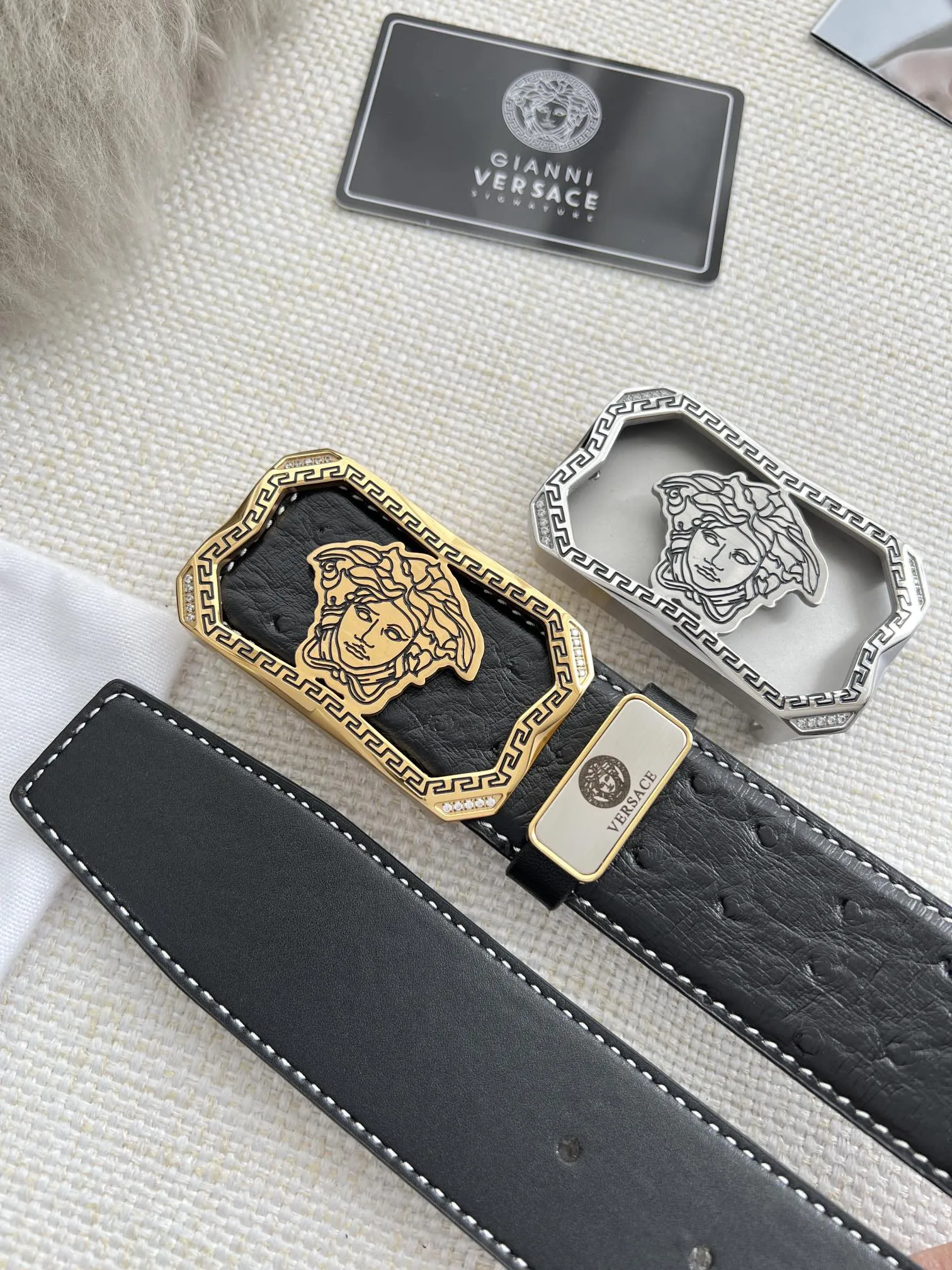 【VERSACE】(ヴェルサーチ) 3.8cmベルト メンズ