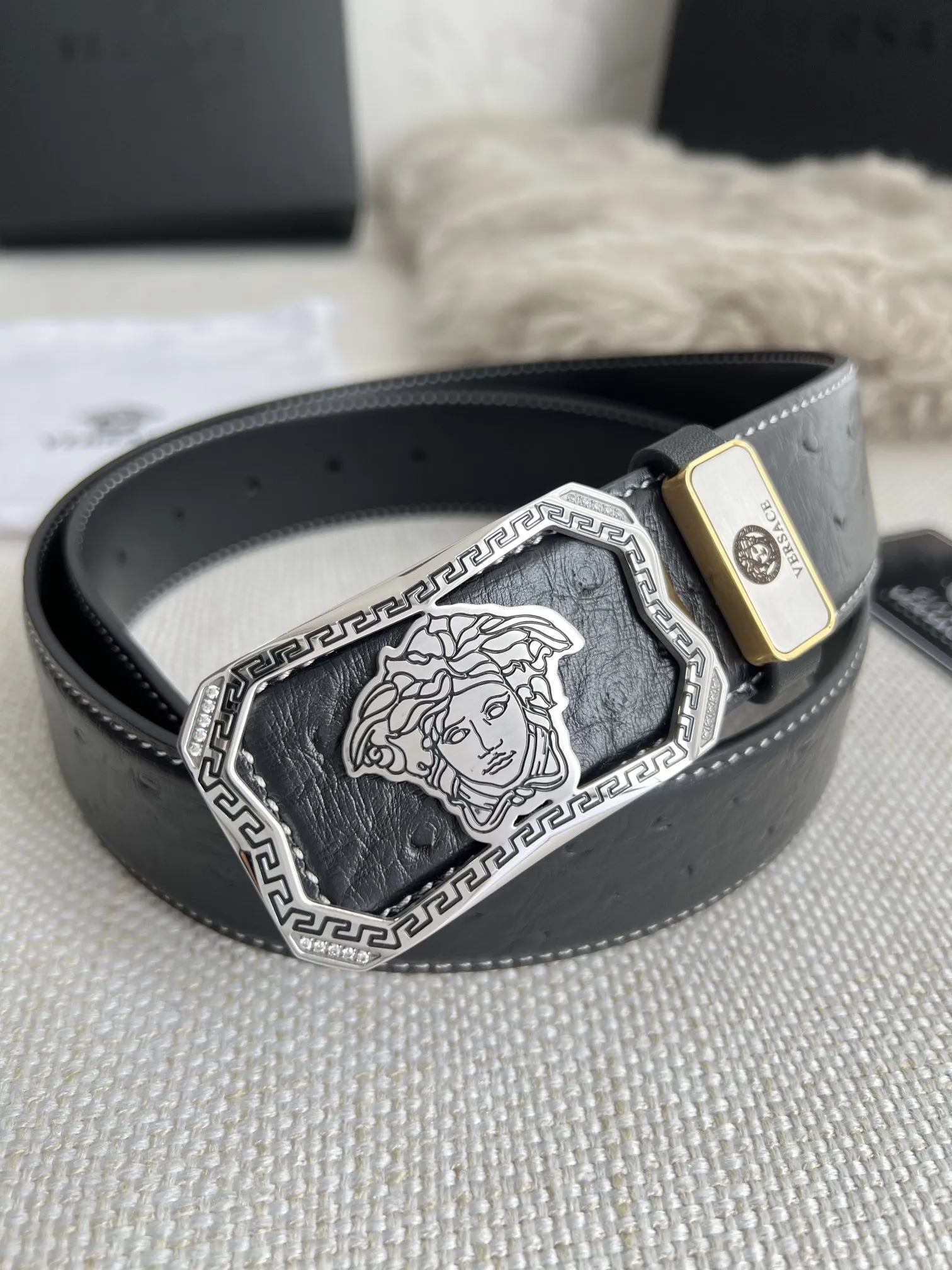 【VERSACE】(ヴェルサーチ) 3.8cmベルト メンズ