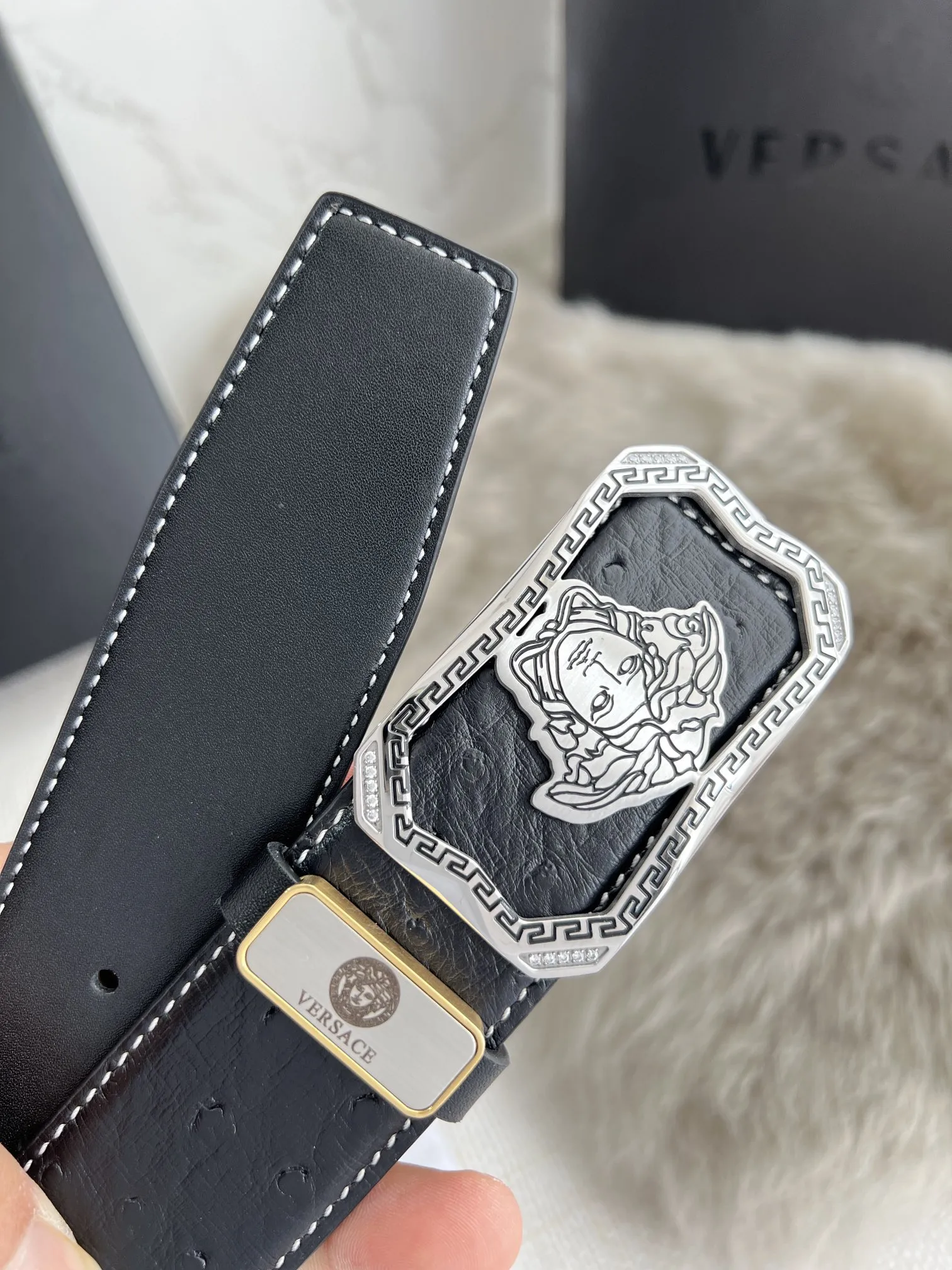 【VERSACE】(ヴェルサーチ) 3.8cmベルト メンズ